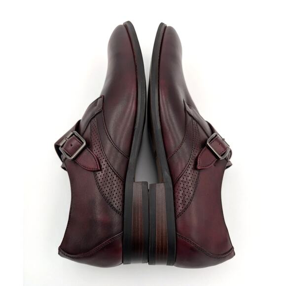 $120 Stacy Adams Karcher Plain Toe Monk Strap Shoes Burgundy Size US10.5M EU43 - Picture 10 of 14